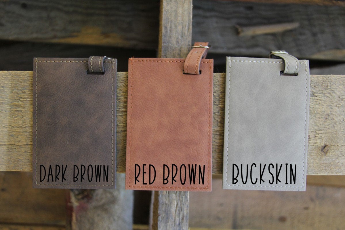 Brown Faux Leather Luggage Tags