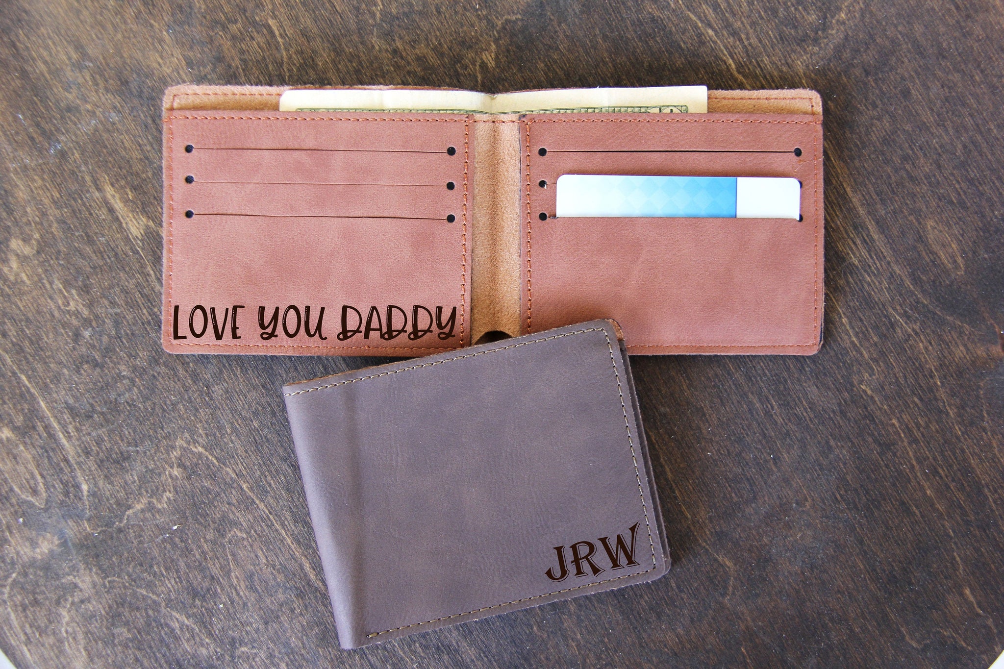 Engraved wallet for store dad